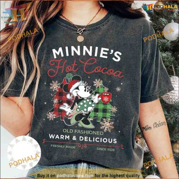 Comfort Colors Minnie’s Hot Cocoa Festive Delight Shirt, Family Christmas Shirt Ideas