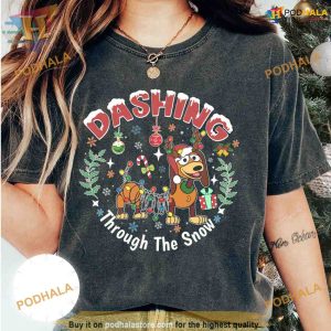 Comfort Colors Slinky Dog Snow Dash Christmas Shirt, Funny Christmas Shirt For Family