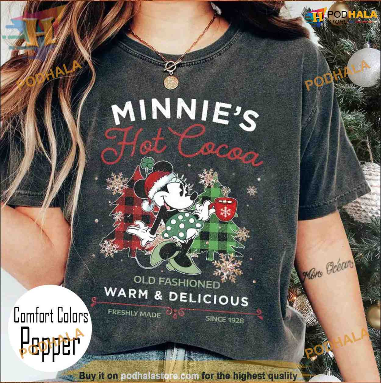 Comfort Colors Vintage Minnie's Festive Cocoa Delight Shirt, Funny Christmas Gift Ideas