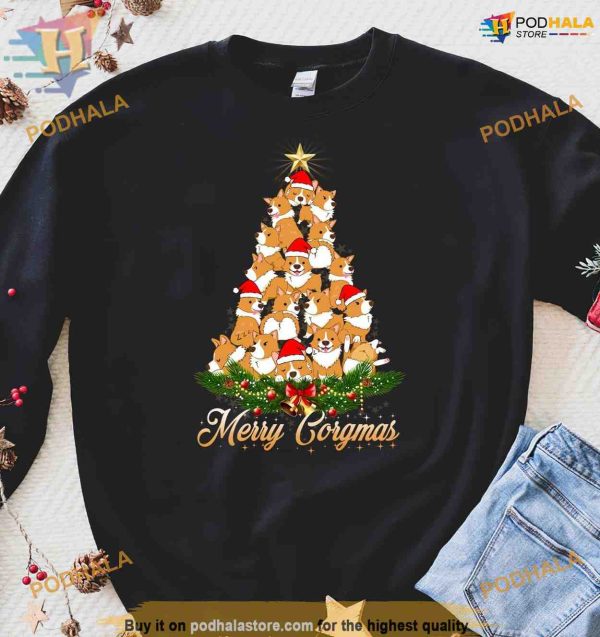 Corgi Christmas Tree Ugly Shirt, Family Christmas Shirt Ideas