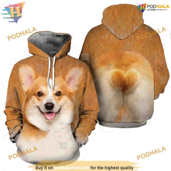 Corgi Dog Full Head And Body Animal Costume All Over Printed 3D Hoodie