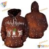Corgi Merry Christmas Pattern On Brown Unisex 3D Hoodie Sweatshirt