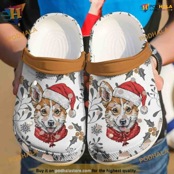 Corgi Xmas Christmas Pattern Crocband Crocs, Unique Xmas Gifts for Men Women