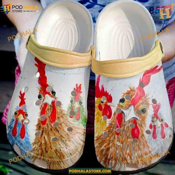 Country Charm Chicken Crocs Classic Clogs, Funny Footwear for All Ages
