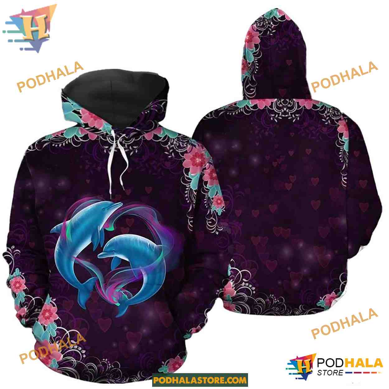 Couple Dolphin Pattern Unisex Print All 3D Christmas Hoodie Couple Dolphin Pattern Unisex Print All 3D Christmas Hoodie