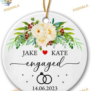 Couple Engaged 2023 Ornament, Personalized Engagement Gift, Mr & Mrs
