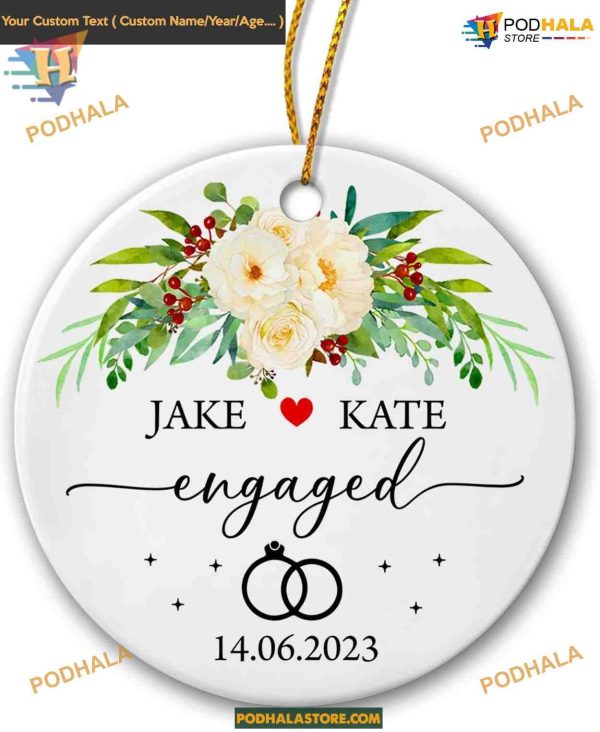 Couple Engaged 2023 Ornament, Personalized Engagement Gift, Mr & Mrs