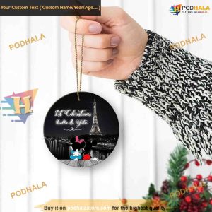 Couple's First Christmas Ornament, Personalized Mickey & Minnie