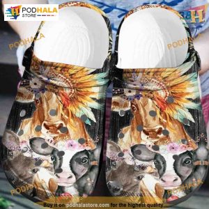 Cow Flower Farm Life Art Crocs, Fun Farm-themed Christmas Gifts