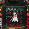 Cow Santa Hat Joyful Xmas Shirt, Farm Style Funny Christmas Gift Ideas