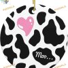 Cow Skin & Pink Heart 2023 Ornament, Personalized Christmas Decor