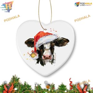 Cow Wearing Christmas Hat Ornament, Family Christmas Tree Ornaments