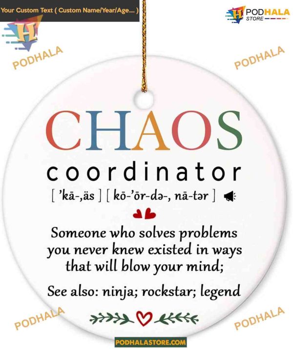Coworker Women Ornament Gifts, Birthday Christmas Chaos Coordinator