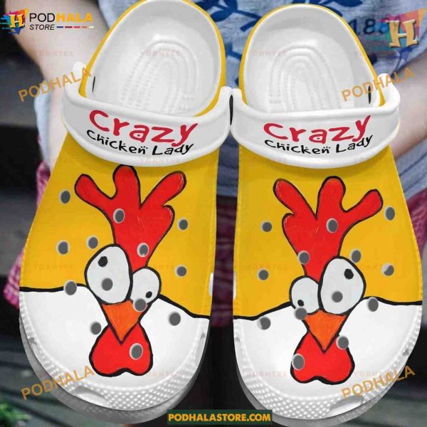 Crazy Chicken Lady Rubber Clog Crocs, Trending Gifts for Poultry Enthusiasts