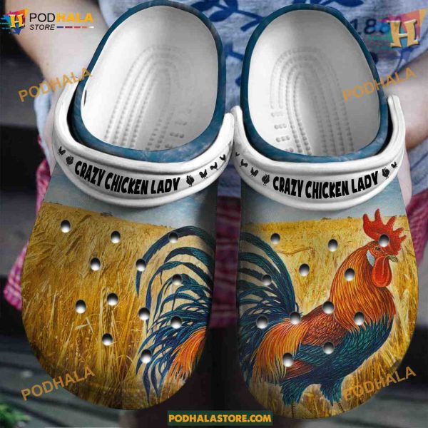 Crazy Chicken Lazy Crocs Clogs Gifts, Funny Footwear for Girls and Women