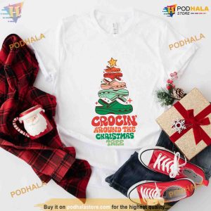 Crocin Around Christmas Tee, Nurse Slippers Tree, Funny Holiday Shirt
