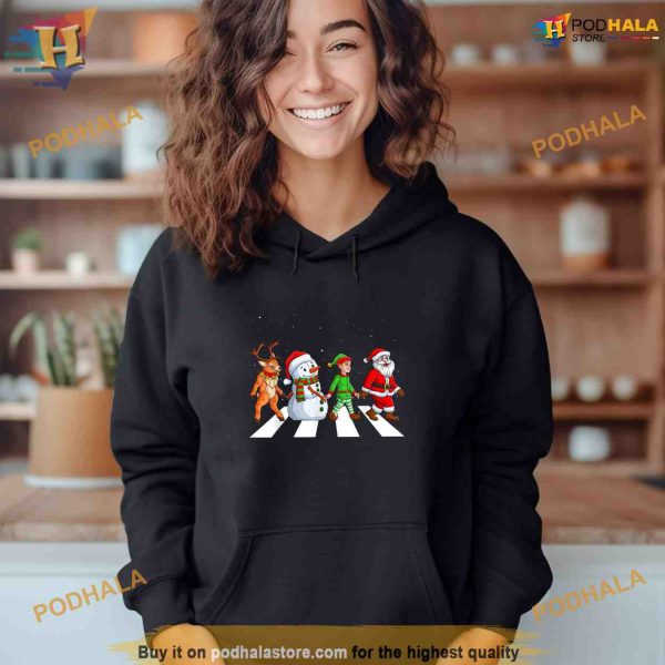 Crosswalk Funny christmas santa elf snowman Reindeer kids Shirt Hoodie