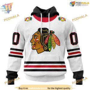 Custom 2023 Away NHL Chicago Blackhawks Hoodie 3D 1