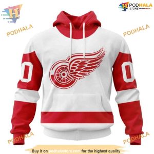 Custom 2023 Away NHL Detroit Red Wings Hoodie 3D 1