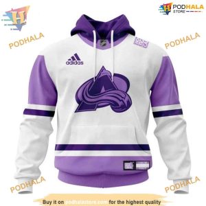 Custom 2023 Hockey Fight Cancer NHL Colorado Avalanche Hoodie 3D 1