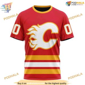 Custom 2023 Home Kits NHL Calgary Flames Hoodie 3D Sweatshirt 3