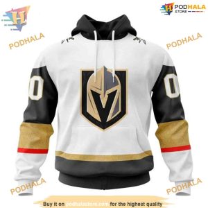 Custom 2023 White Away NHL Vegas Golden Knights Hoodie 3D 1