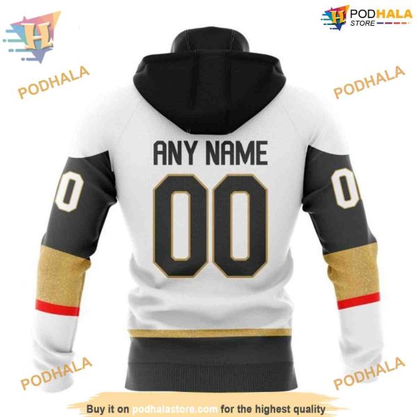 Custom 2023 White Away NHL Vegas Golden Knights Hoodie 3D