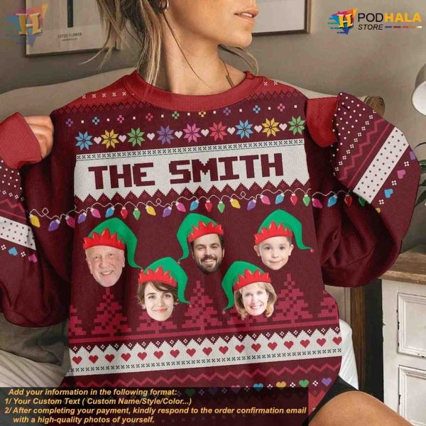 Custom 3D Family Christmas Sweater, Personalized Ugly Xmas Pattern