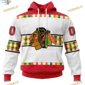 Custom Autism Awareness Custom Name And Number NHL Chicago Blackhawks Hoodie 3D 1