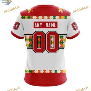 Custom Autism Awareness Custom Name And Number NHL Chicago Blackhawks Hoodie 3D 4