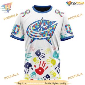 Custom Autism Awareness Design NHL Columbus Blue Jackets Hoodie 3D 3