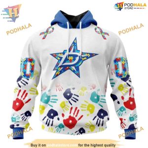 Custom Autism Awareness Design NHL Dallas Stars Hoodie 3D 1