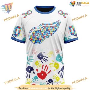 Custom Autism Awareness Design NHL Detroit Red Wings Hoodie 3D 3