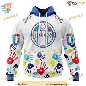 Custom Autism Awareness Design NHL Edmonton Oilers Hoodie 3D 1