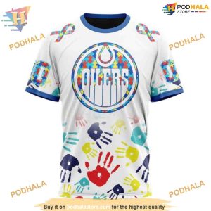 Custom Autism Awareness Design NHL Edmonton Oilers Hoodie 3D 3