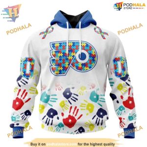 Custom Autism Awareness Design NHL Philadelphia Flyers Hoodie 3D 1