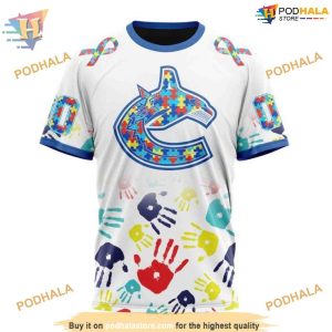 Custom Autism Awareness Design NHL Vancouver Canucks Hoodie 3D 3