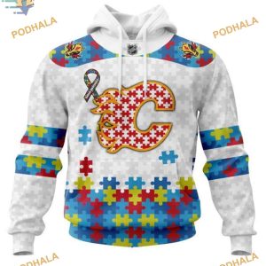 Custom Autism Awareness NHL Calgary Flames Hoodie 3D Sweatshirt 1