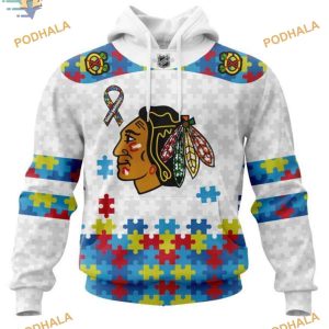 Custom Autism Awareness NHL Chicago Blackhawks Hoodie 3D 1