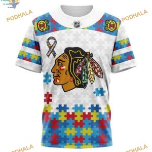 Custom Autism Awareness NHL Chicago Blackhawks Hoodie 3D 3