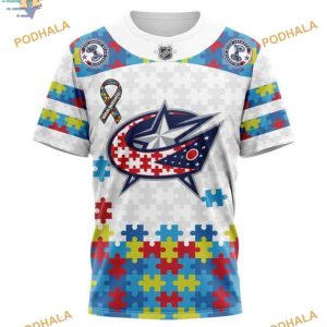 Custom Autism Awareness NHL Columbus Blue Jackets Hoodie 3D 3
