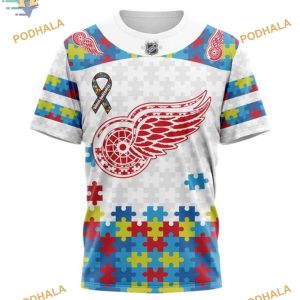 Custom Autism Awareness NHL Detroit Red Wings Hoodie 3D 3