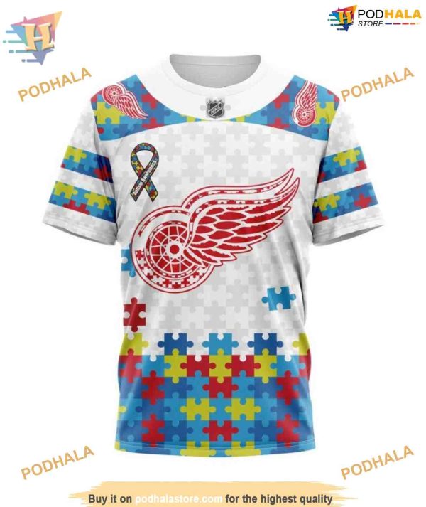 Custom Autism Awareness NHL Detroit Red Wings Hoodie 3D