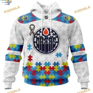 Custom Autism Awareness NHL Edmonton Oilers Hoodie 3D 1