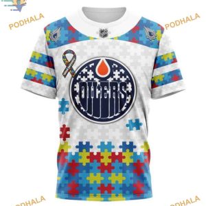 Custom Autism Awareness NHL Edmonton Oilers Hoodie 3D 3