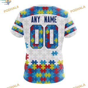 Custom Autism Awareness NHL Edmonton Oilers Hoodie 3D 4