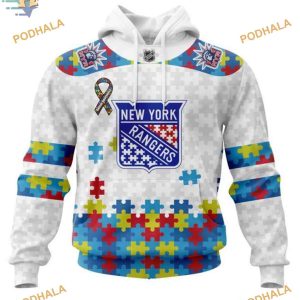 Custom Autism Awareness NHL New York Rangers Hoodie 3D 1
