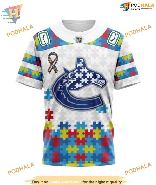 Custom Autism Awareness NHL Vancouver Canucks Hoodie 3D