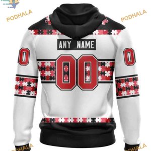 Custom Autism Awareness Name And Number NHL Carolina Hurricanes Hoodie 3D 2