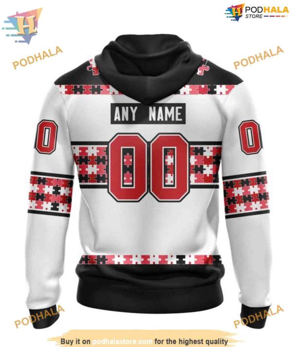 Custom Autism Awareness Name And Number NHL Carolina Hurricanes Hoodie 3D